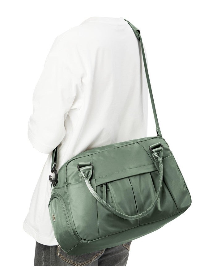 BJLFS Travel Duffel Bag for Women - Small Waterproof Weekender Tote Carry on Bag with Shoe Compartment, Wet Pocket & Trolley Sleeve - Ideal for Gym, Yoga, Swim, Dance & Workout Green - Image 1